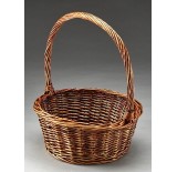 Brown Stain Round Willow Single Basket - 8.25"  