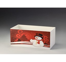 Wooden Container w/Snowman Scene