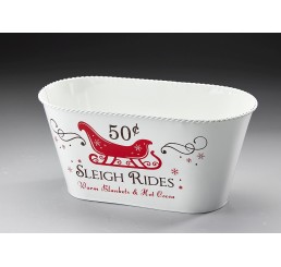 Oval Metal Container - Sleigh Rides  