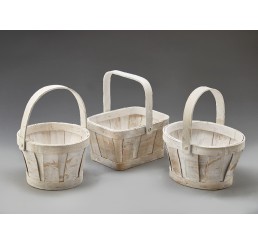 White Washed Woodchip Baskets 