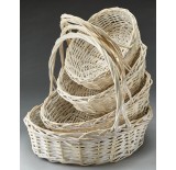 Set/4 White Wash Oval Willow  