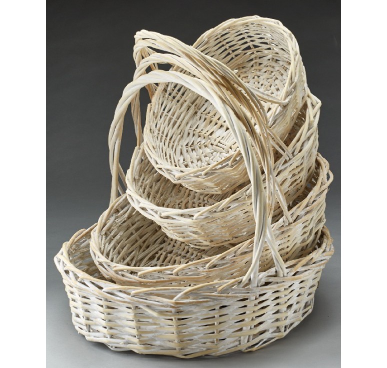 Set/4 White Wash Oval Willow  
