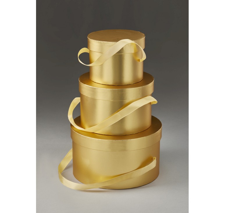 Set/3 Round Paperboard Box - Gold