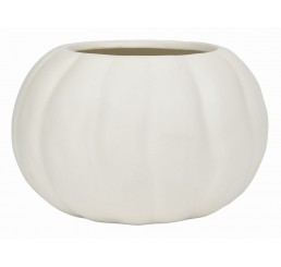 Matte White Ceramic Pumpkin Planter 