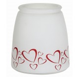 Frosted White Glass Vase w/Heart