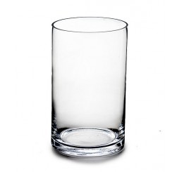 Hand-Blown Clear Glass Cylinder - 12" T