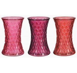 Three Shades of Red Glass Gathering Vases